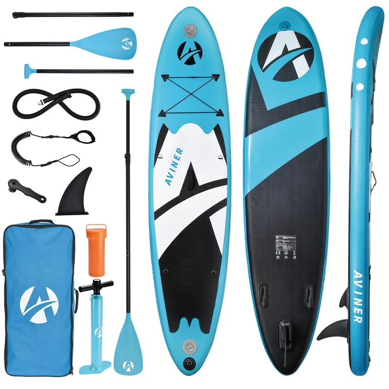 Aviner Inflatable Stand Up Paddleboards, Paddleboard Set,150KG Max/ 305×71×15cm, Paddle Boards with Complete Premium Accessories for All Difficulty Levels, Light Blue