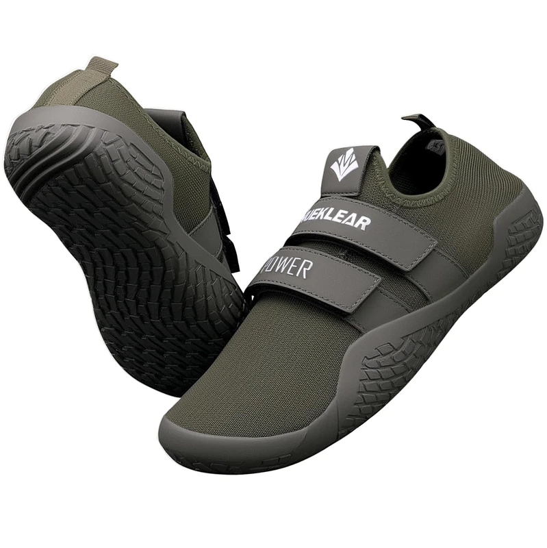 MANUEKLEAR Deadlift Shoes - Weight Lifting Shoes for Men Women - Weightlifting Squat Shoes Fitness Cross-Trainer Barefoot Gym Training Sneakers, Forest Green, 10.5-11