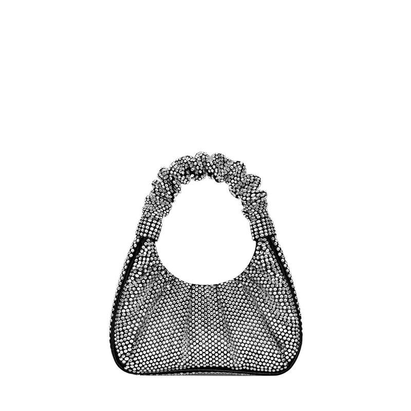 JW PEI Women's Gabbi Ruched Mini Hobo Handbag - Black Crystal