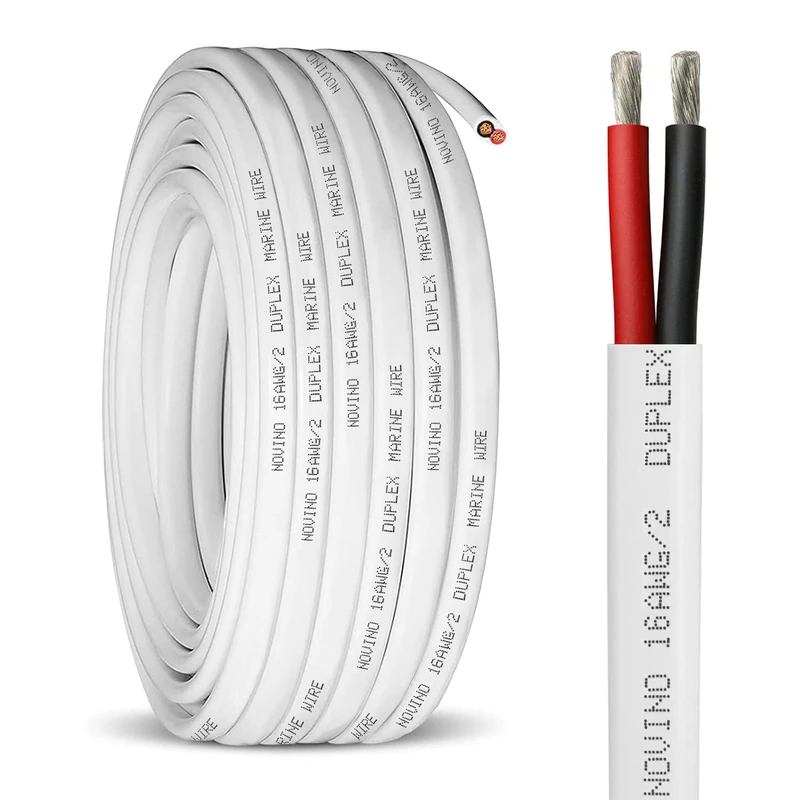 16 Gauge Marine Wire 16 AWG Duplex Marine Grade Wire,100ft Tinned Copper Oxygen-Free Insulated Red& Black Electrical Cable for Boat/Automotive/RV/Camper/Trailer