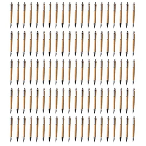 Dellx 100 Pieces Bamboo Ballpoint Pen Stylus Contact Pen Office and School Supplies Pens and Writing Supplies Gifts (Ink)
