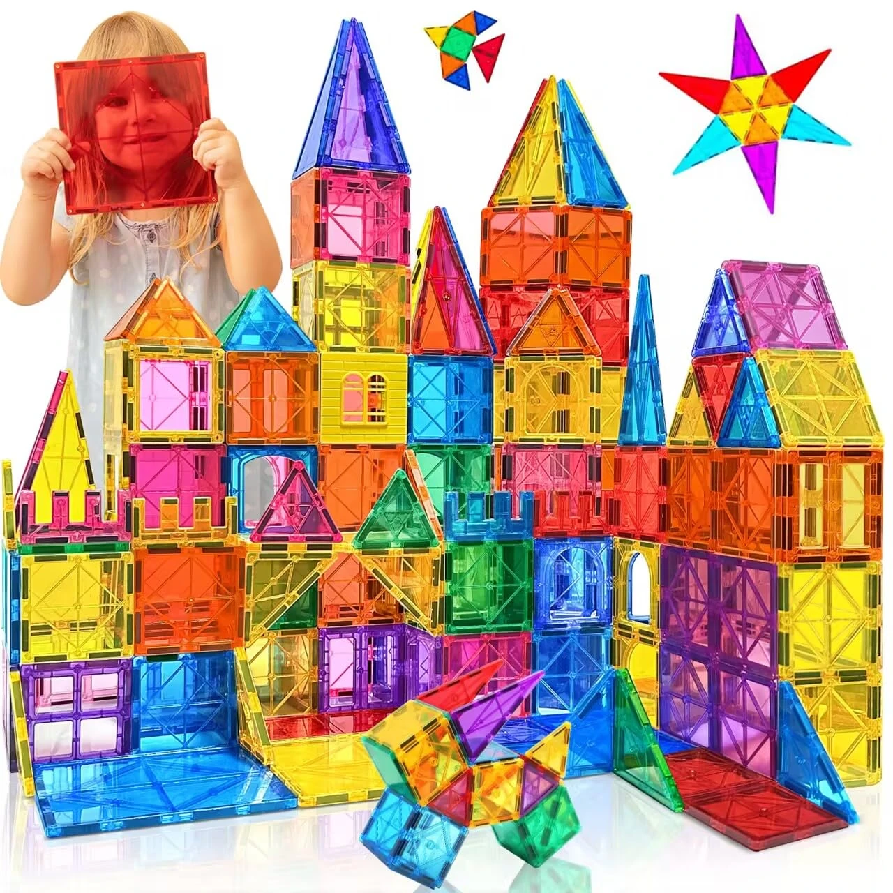 Magnetic Building Blocks,60PCS Oversize Magnetic Tiles Set Toddlers Toys for 3 4 5 6 7 Year Old Boys Girls Educational Construction Magnet Blocks Toys Gifts for Kids Age 3-5 Christmas Birthday