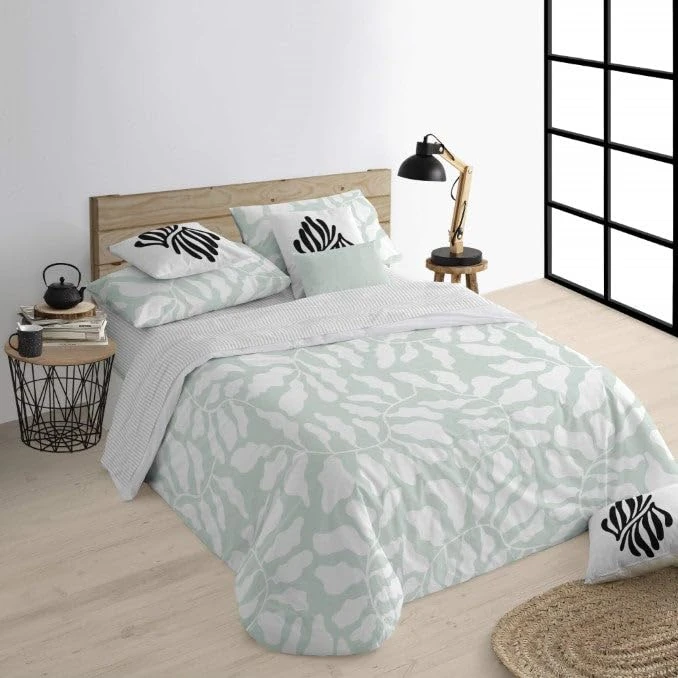 BELUM | Duvet Cover for Bed: 135/140 (220 x 220 cm) | Fabric: 100% Organic Cotton, 175 Thread Count, Oeko-Tex Certified | Model: Chame Mint