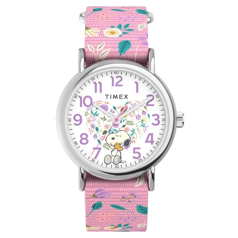 Timex Weekender x Peanuts in Bloom Women's 38mm Watch Pink Fabric Strap TW2V77800