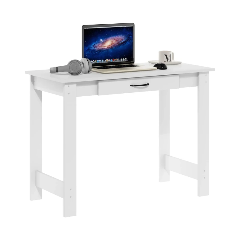 Furinno Writing Desk with Drawer, White, 44.45 (D) x 99.57 (W) x 73.66 (H) cm