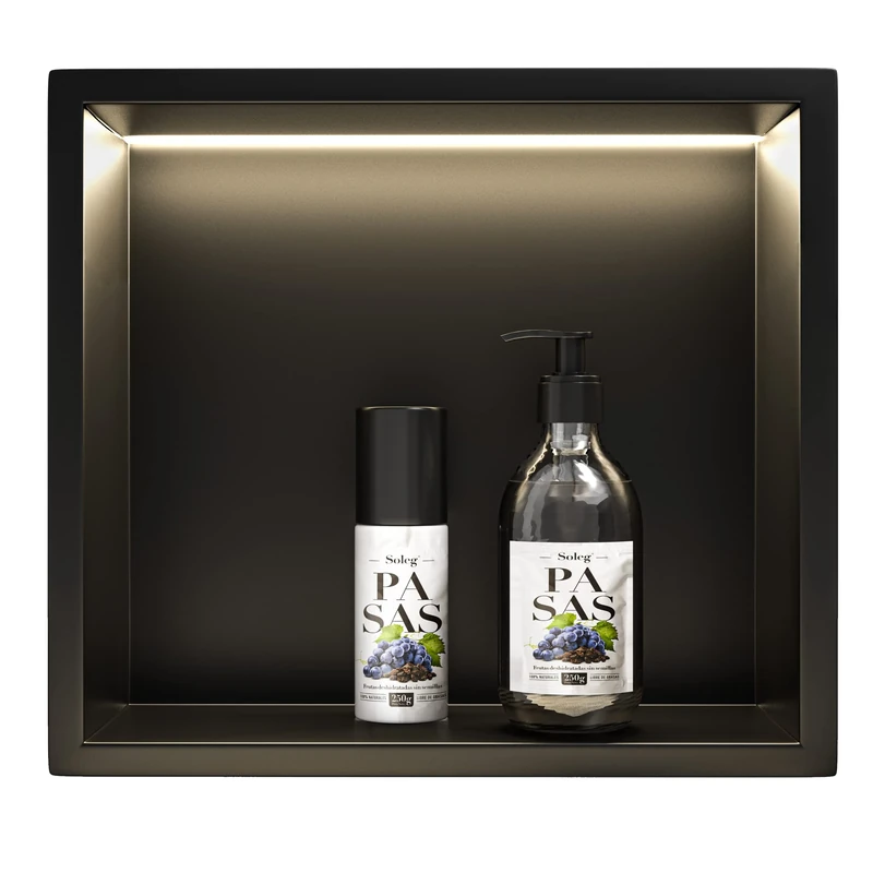 Bernkot Stainless Steel Shower Niche 12" X 12" Matte Black with Led Light No Tile Needed Recessed Shower Shelf for Bathroom