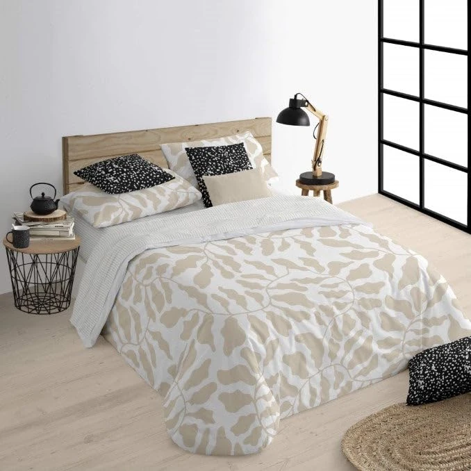 BELUM | Duvet Cover for Bed: 200 x 200 cm | Fabric: 100% Organic Cotton 175 Thread Count | Oeko-Tex Certified | Model: Chame Beig - Image 1
