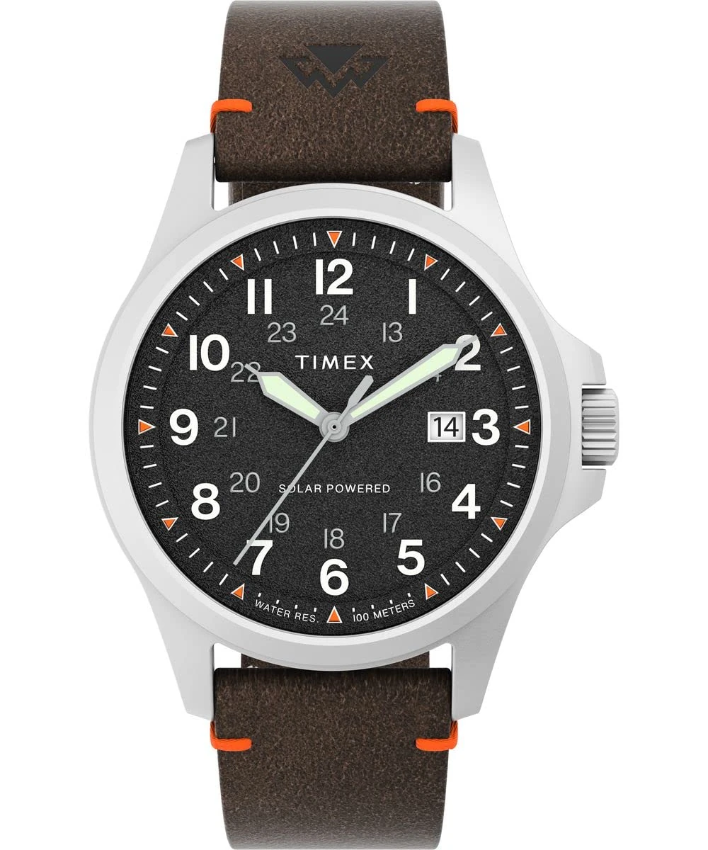Timex Men's Expedition North 41 mm Watch - Brown Eco-Friendly Two-Piece Quick Release Strap Black Dial Stainless Steel Case TW2V64100