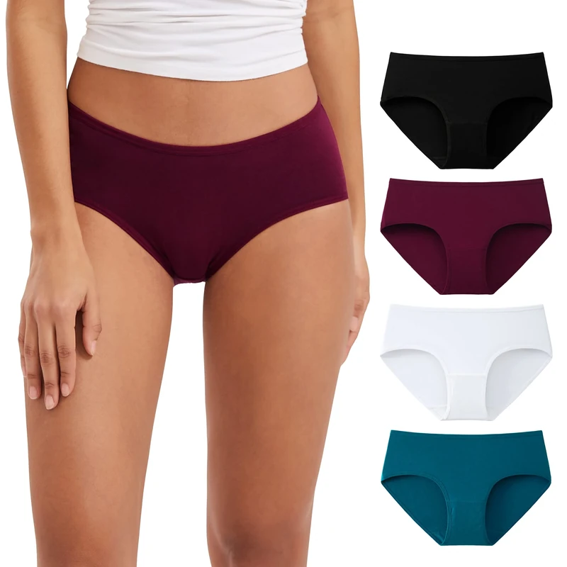 INNERSY Women's Mid-Rise Cotton Briefs Pack of 4 - XXL Mixed Colors