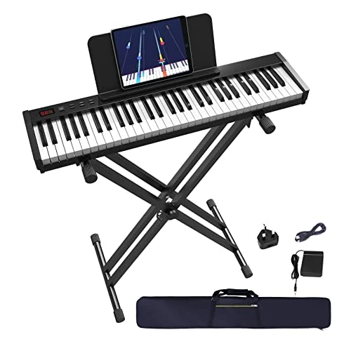 OYAYO 61 Keys Keyboard Piano with Semi-Weighted Keys & Keyboard Stand, Portable Electronic Piano Support MIDI USB Interface & Bluetooth, Piano Keyboard Great for Beginners and Children Adults