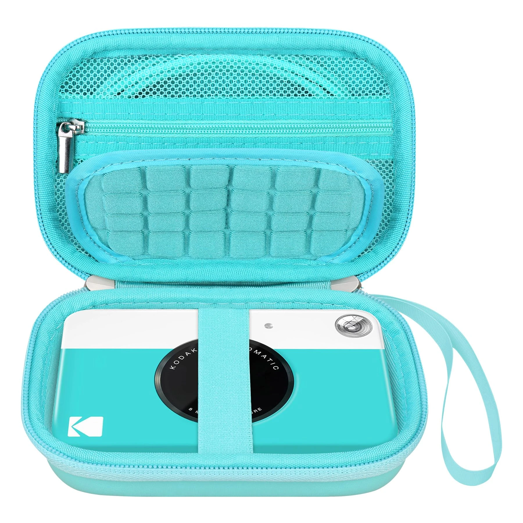 Elonbo Camera Carrying Case for Kodak Printomatic Digital Instant Print Camera, Portable Bluetooth Photo Printer Storage Holder Bag, Mesh Bag Fits Photo Paper,MicroSD Card,USB Cable, Green+Green