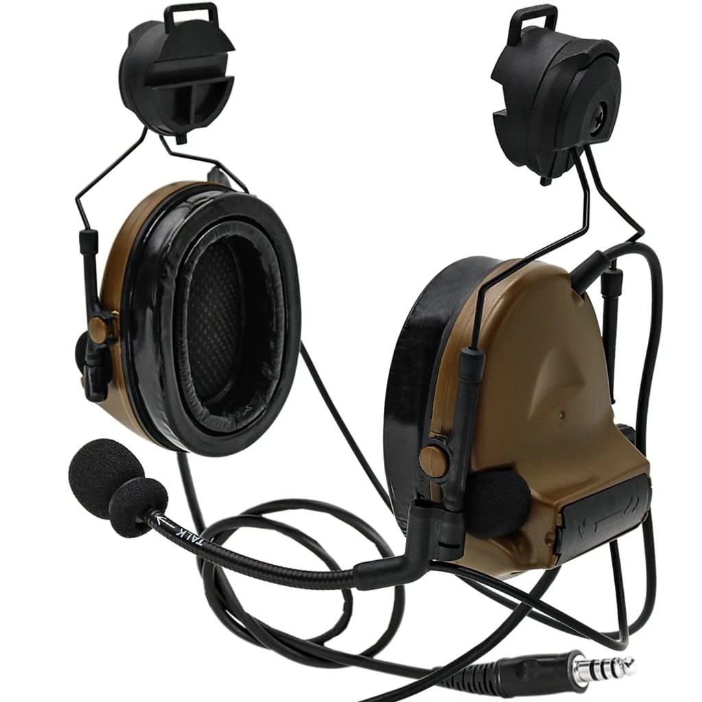 TS TAC-SKY Tactical Helmet ARC Track Adapter Stand Version Dual Communication C 3 Hearing Protection Walkie Talkie Headphones for CS outdoor tactical paintball games (Color : CB)
