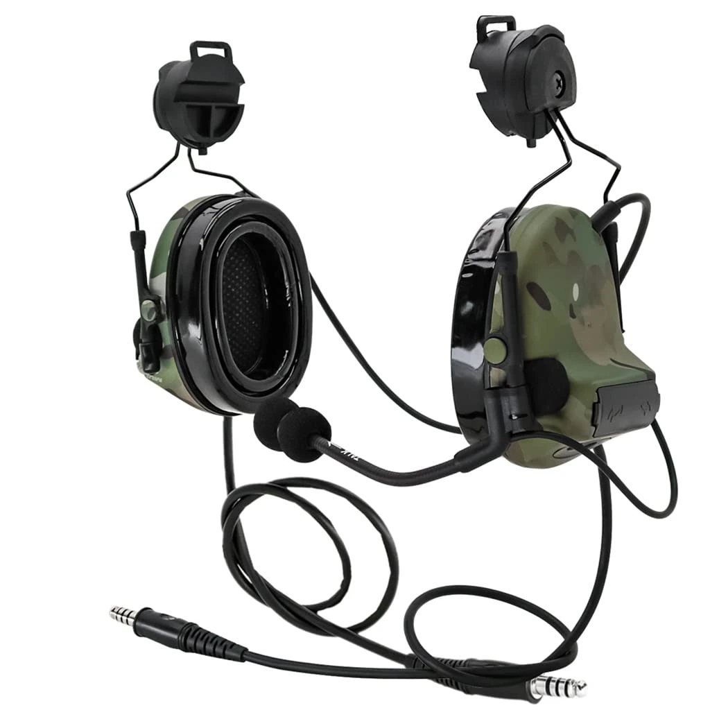 TS TAC-SKY Tactical Helmet ARC Track Adapter Stand Version Dual Communication C 3 Hearing Protection Walkie Talkie Headphones for CS outdoor tactical paintball games (Color : MC)