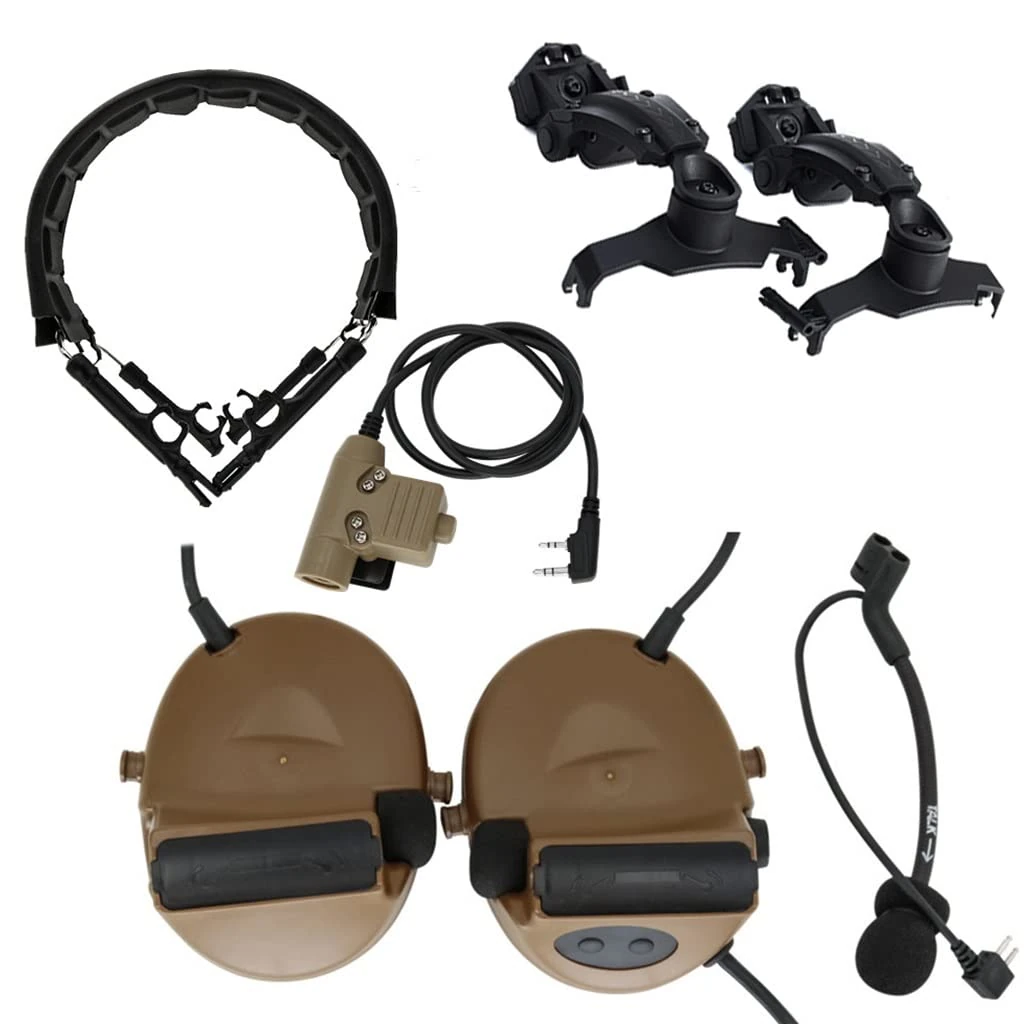 TS TAC-SKY CS outdoor tactical paintball games C II helmet ARC rail mount version and PTT adapter, compatible with UV5R, UV82 walkie-talkies (Color : CB)