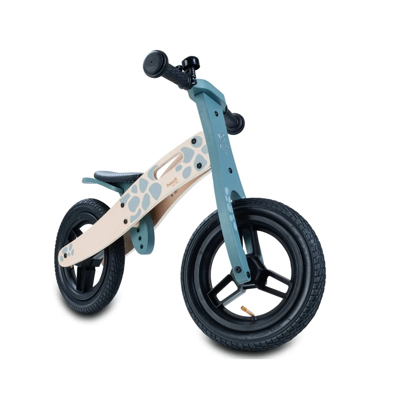 hauck Balance N Ride, Turtle - Wooden Toddler Balance Bike 2+ Year Old up to 20 kg, 12 Inch Air Wheels, Height-Adjustable Saddle, Bell, Carry Handle, FSC® Certified Toddler Bike, No Pedals