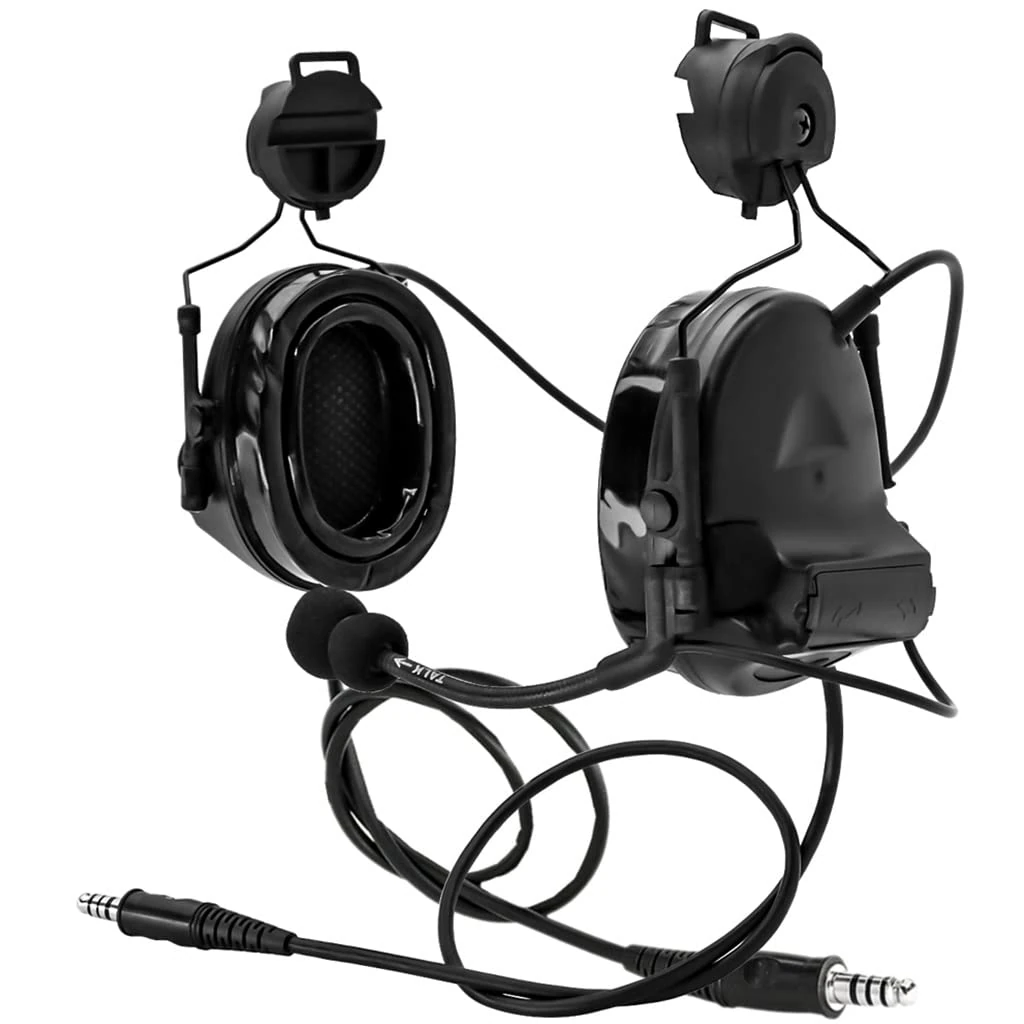 TS TAC-SKY Tactical Helmet ARC Track Adapter Stand Version Dual Communication C 3 Hearing Protection Walkie Talkie Headphones for CS outdoor tactical paintball games (Color : BK)