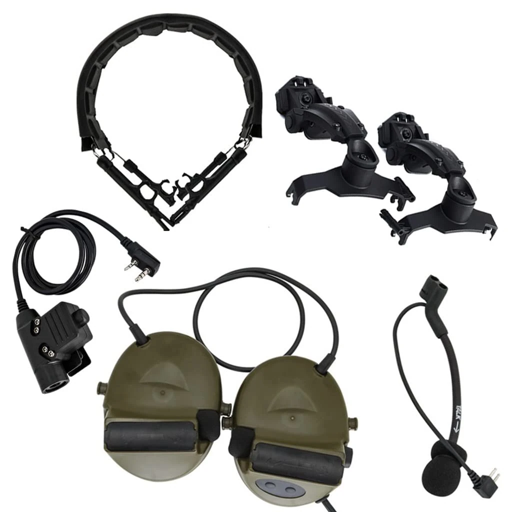 TS TAC-SKY CS outdoor tactical paintball games C II helmet ARC rail mount version and PTT adapter, compatible with UV5R, UV82 walkie-talkies (Color : T)