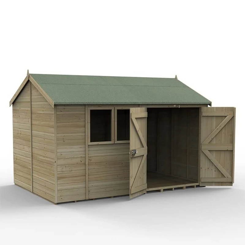 Forest Garden Timberdale 12x8 Reverse Apex Double Door Shed