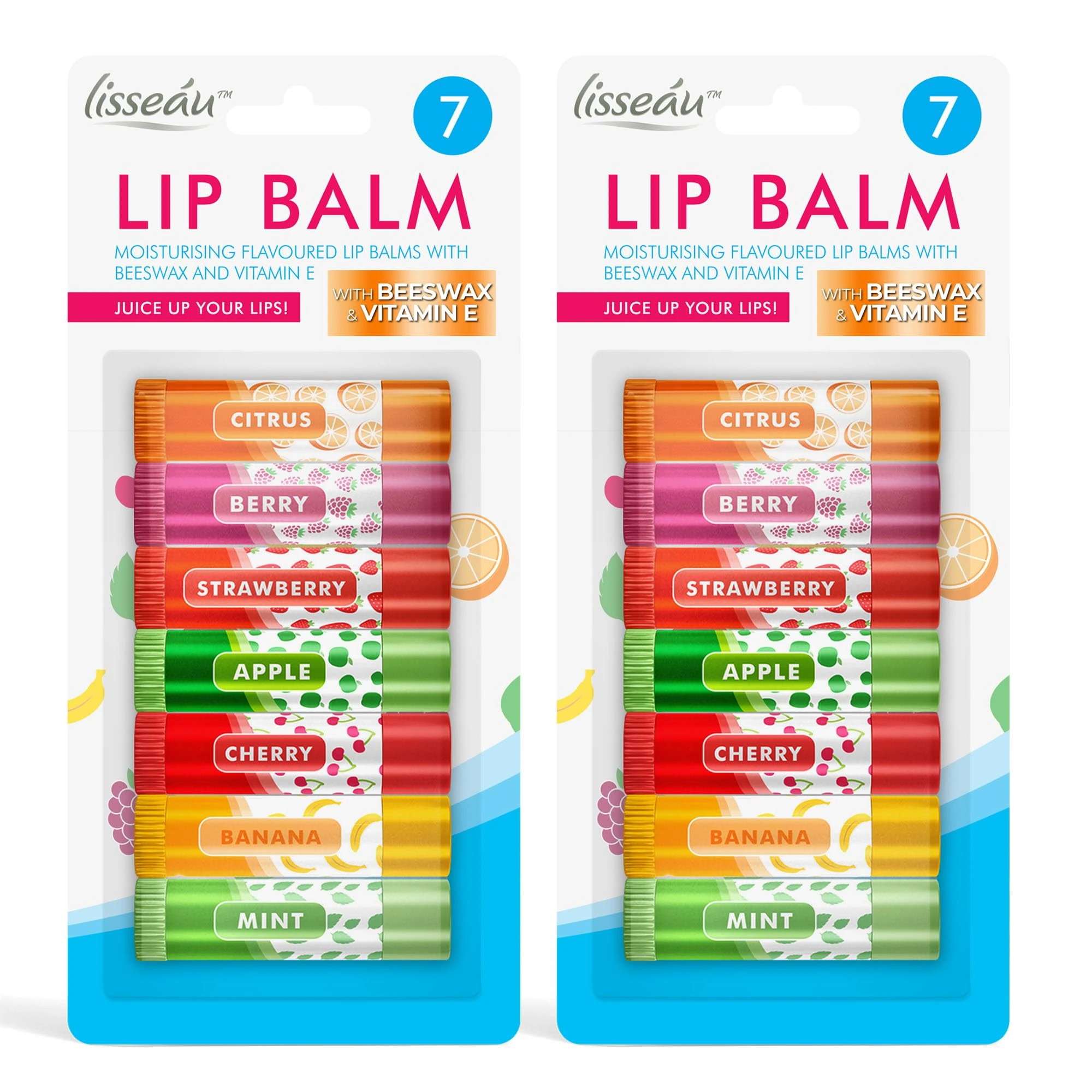 SOL 14pk Lip Balm Set Flavoured Moisturiser for Lips with Beeswax & Vitamin E - Lip Care Gift Set Fruity Flavours for Dry Chapped Lips - Moisturising Balms Multipack Sticks Girls Lipbalm for Daily Use