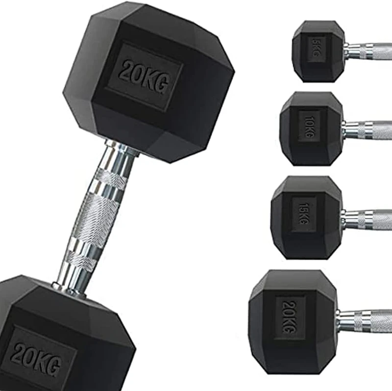 Professional Rubber Hex Dumbbell 1 to 50 kg | Weight Lifting Gyms or Home Gym | Ergonomic Non-Slip Grip | Sold Individually (2 x 6 kg)