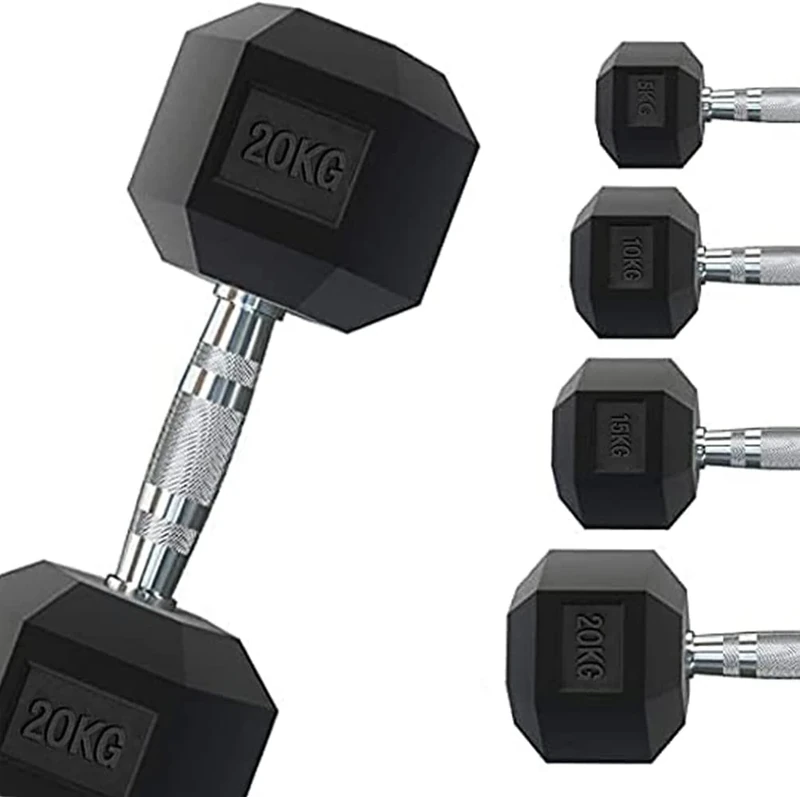 G5 HT SPORT Professional Rubber Hexagonal Dumbbell from 1 to 50 kg | Weight Lifting Gyms or Home Gym | Ergonomic Non-Slip Grip | Sold Individually (2 x 7.22 kg)
