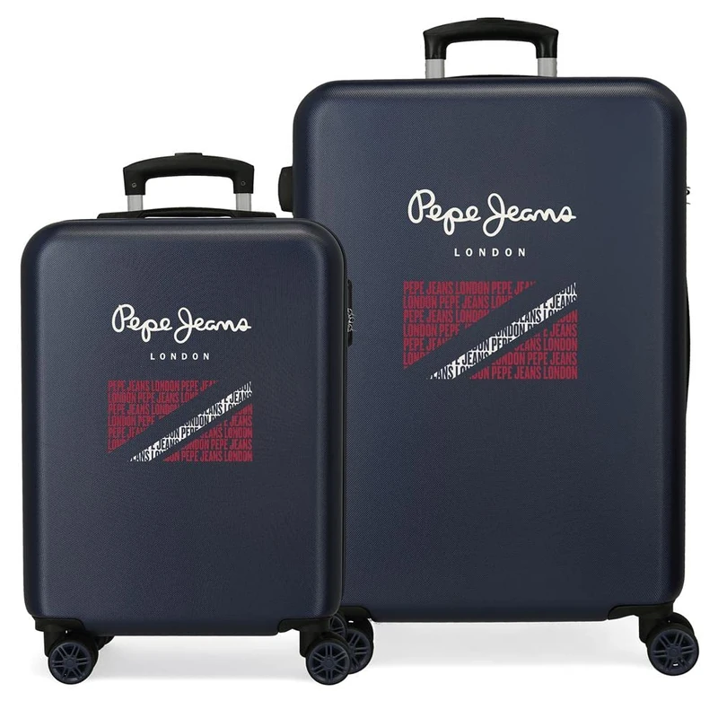 Pepe Jeans Clark Suitcase Set Blue 55/65 cm Hard ABS Side Combination Lock 56L 7.5kg 4 Wheels Hand Luggage, Blue, One Size, Suitcase Set