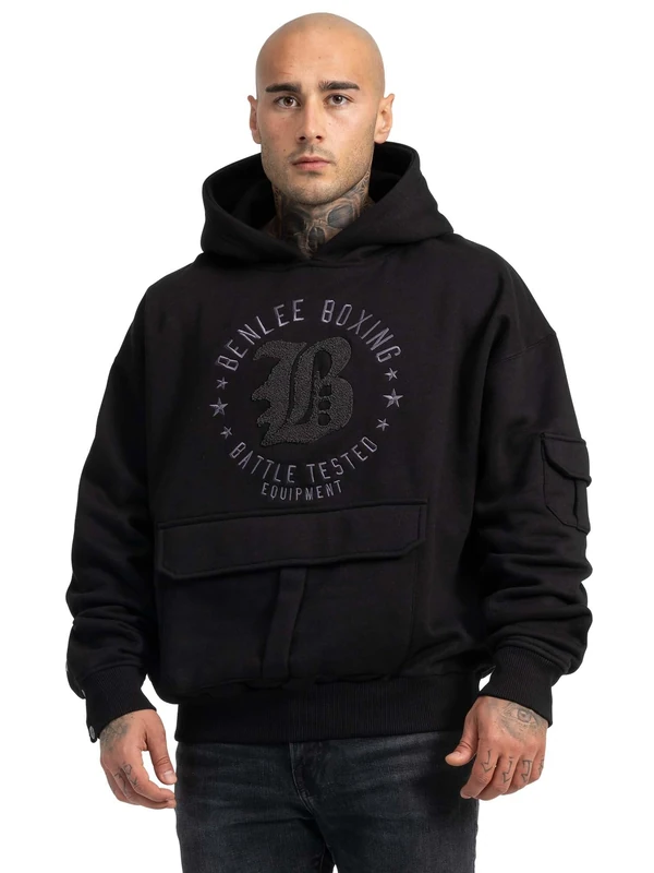 BENLEE Men's Mitchell Hooded Sweatshirt, Black/Grey, M