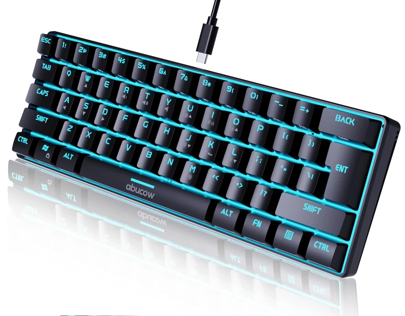 abucow Gaming Keyboard Minimalist Portable Wired Ultra-Compact Mini Imitation 61 Keys RGB Backlit Keyboard (Black)