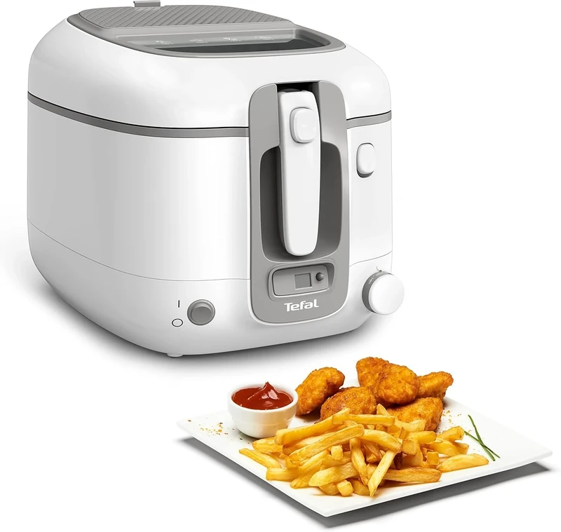 Tefal FR3141 Super Uno Deep Fryer | Thermal Housing | Up to 1.2 kg Capacity | Digital Timer | Anti-Odour Filter Cassette | Removable Non-Stick Inner Container | White/Grey