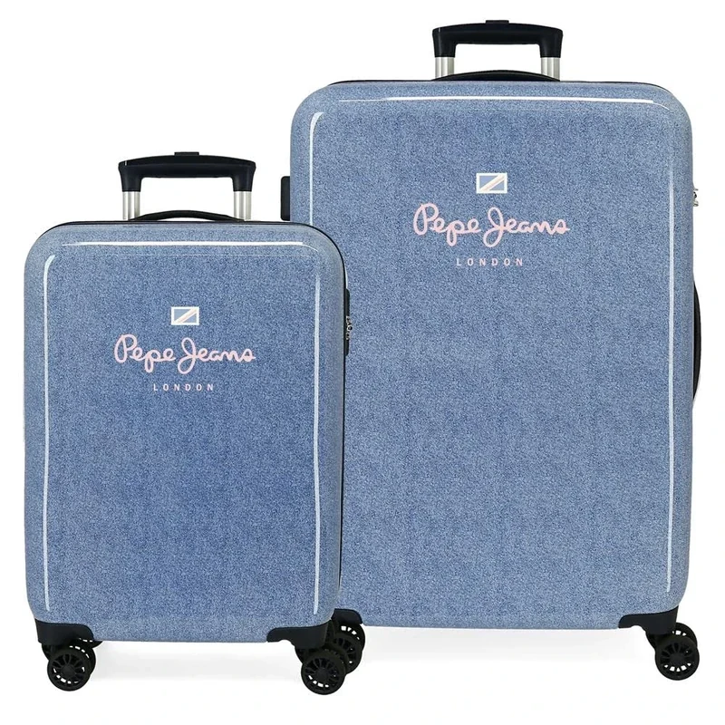 Pepe Jeans Lena Suitcase Set Blue 55/68 cm Hard ABS Side Combination Lock 104L 6kg 4 Wheels Hand Luggage, Blue, One Size, Suitcase Set