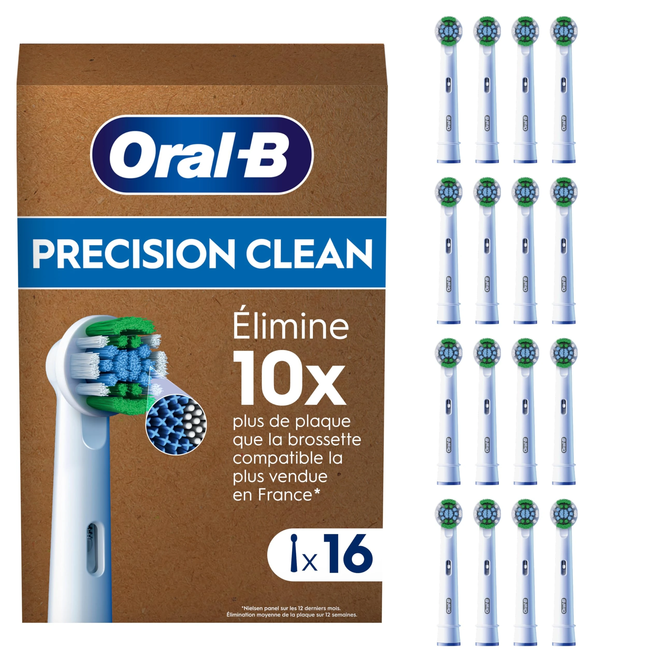 Oral-B Pro Precision Clean Original Electric Toothbrush Head, X-Shape and Angled Bristles for Deeper Plaque Removal, Pack of 16 Toothbrush Heads, Suitable for Mailbox, White