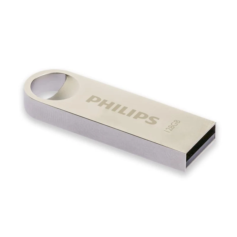 Philips USB Stick 128GB USB 2.0 Flash Drive Moon Edition for PC, Laptop, Computer Reads up to 20MB/s Metal Keychain Ring - Image 1