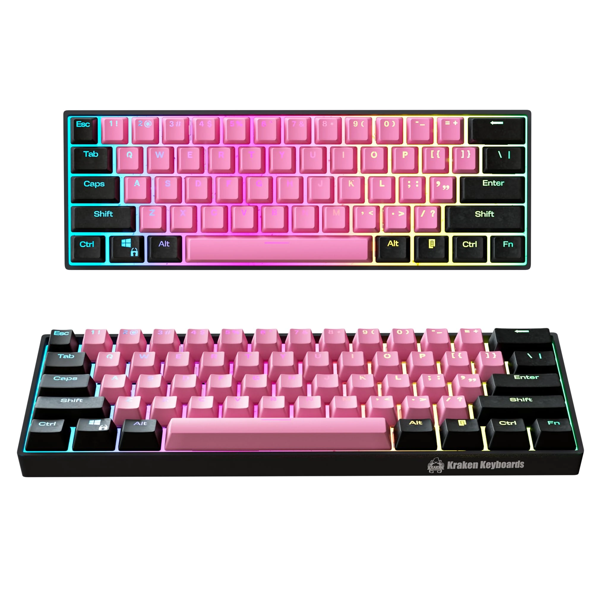 KRAKEN KEYBOARDS Kraken Pro 60 | 60% HOT SWAPPABLE Mechanical Gaming Keyboard for Gaming On PC, MAC, Xbox and Playstation (BLINK | Silver Switches)