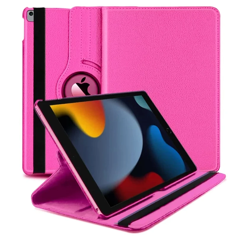For iPad 10.2 Case 9th/8th/7th Generation (2021/2020/2019) 360 Leather Wallet Rotating Durable Protective Cover with Auto Wake/Sleep (Pink)