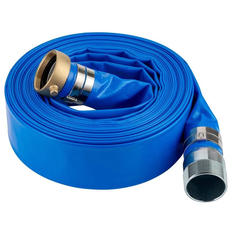 3" x 100' Water Discharge Hose with NPT Pin Lug and Nipple Fittings, Heavy Duty Reinforced PVC Pool Backwash Hose, Connect to Pump and Pipe Threaded Outlet - Image 1