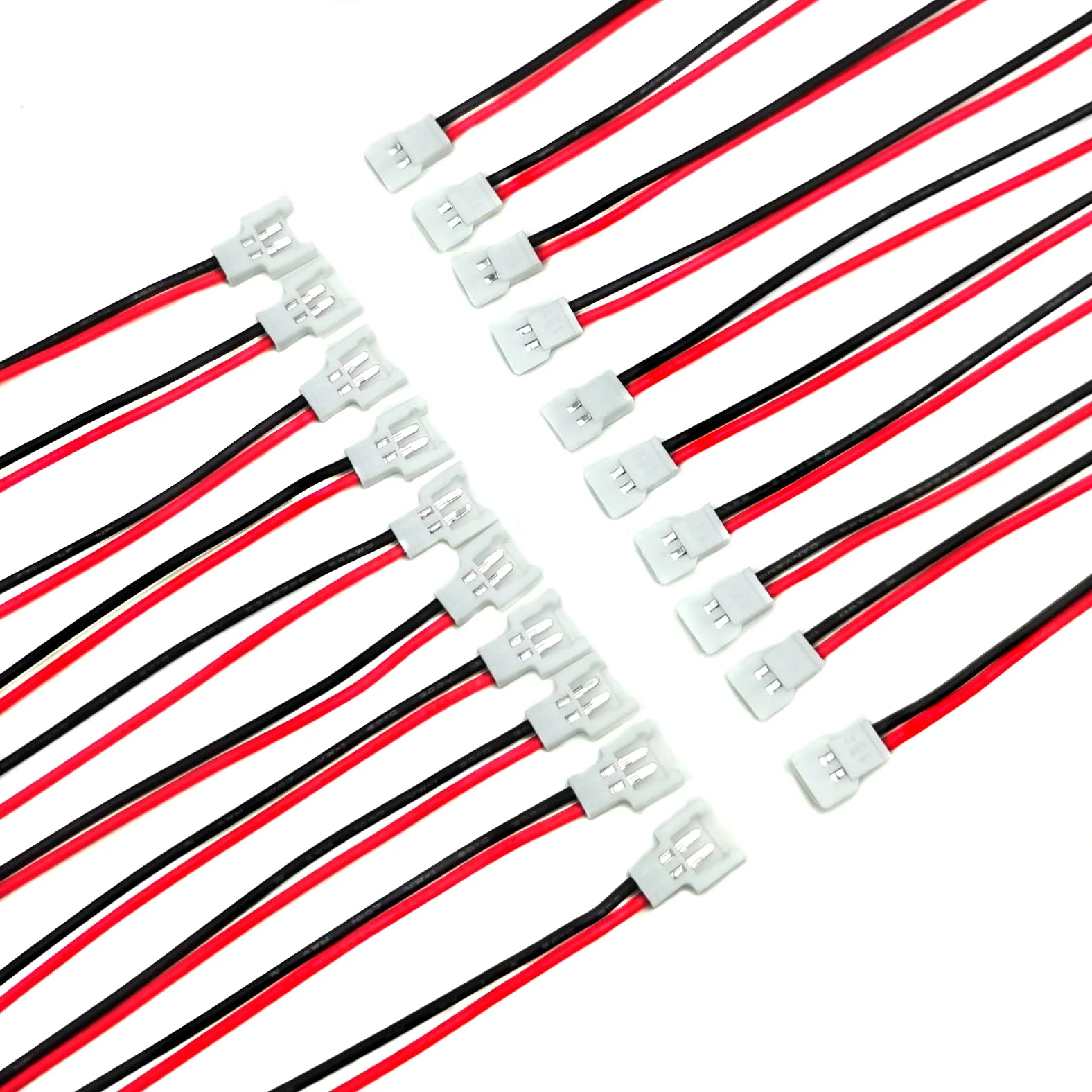 Babaobox 20pairs 24AWG JST 51005 2.0mm Spade 2P Cable Lead Connector Plug Male and Female with 150mm Wire for 1S Battery Charging