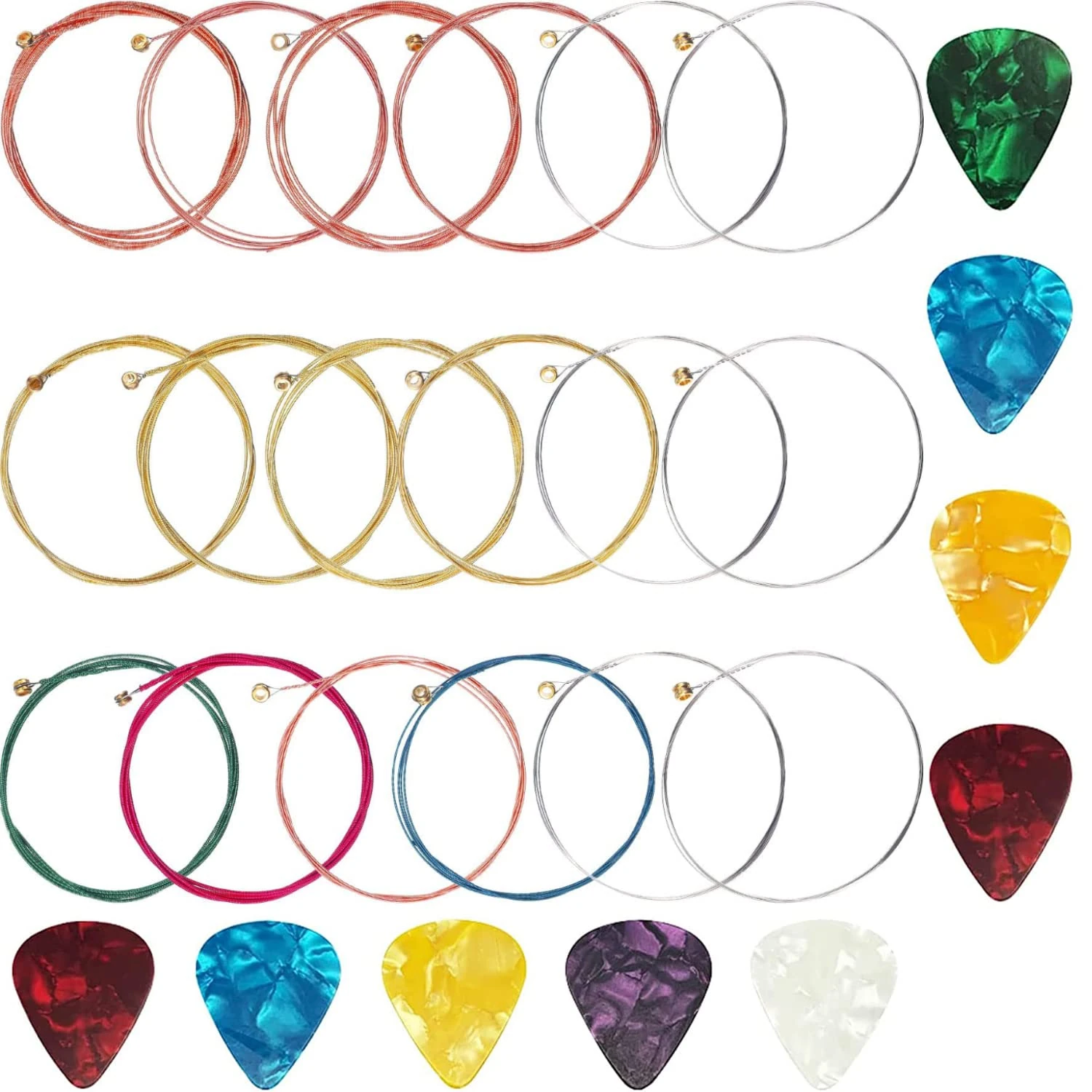 3 Sets Guitar Strings Electric Guitar, Brilliant Sound Quality Strings Steel with 9 Pieces Guitar Picks For Classical Guitar Musical Instrument Accessories Ukulele