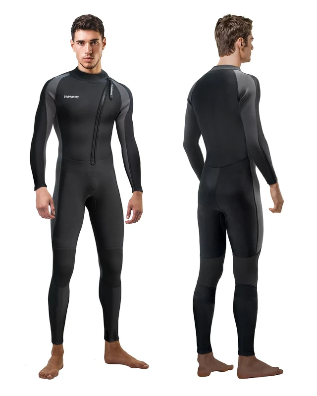 Divmystery Wetsuits for Men (14 Sizes) - Super Stretchy - 3/2mm Full Body Wet Suits for Men, Wetsuit for Surfing Diving Snorkeling Kayaking Paddleboarding Water Sports