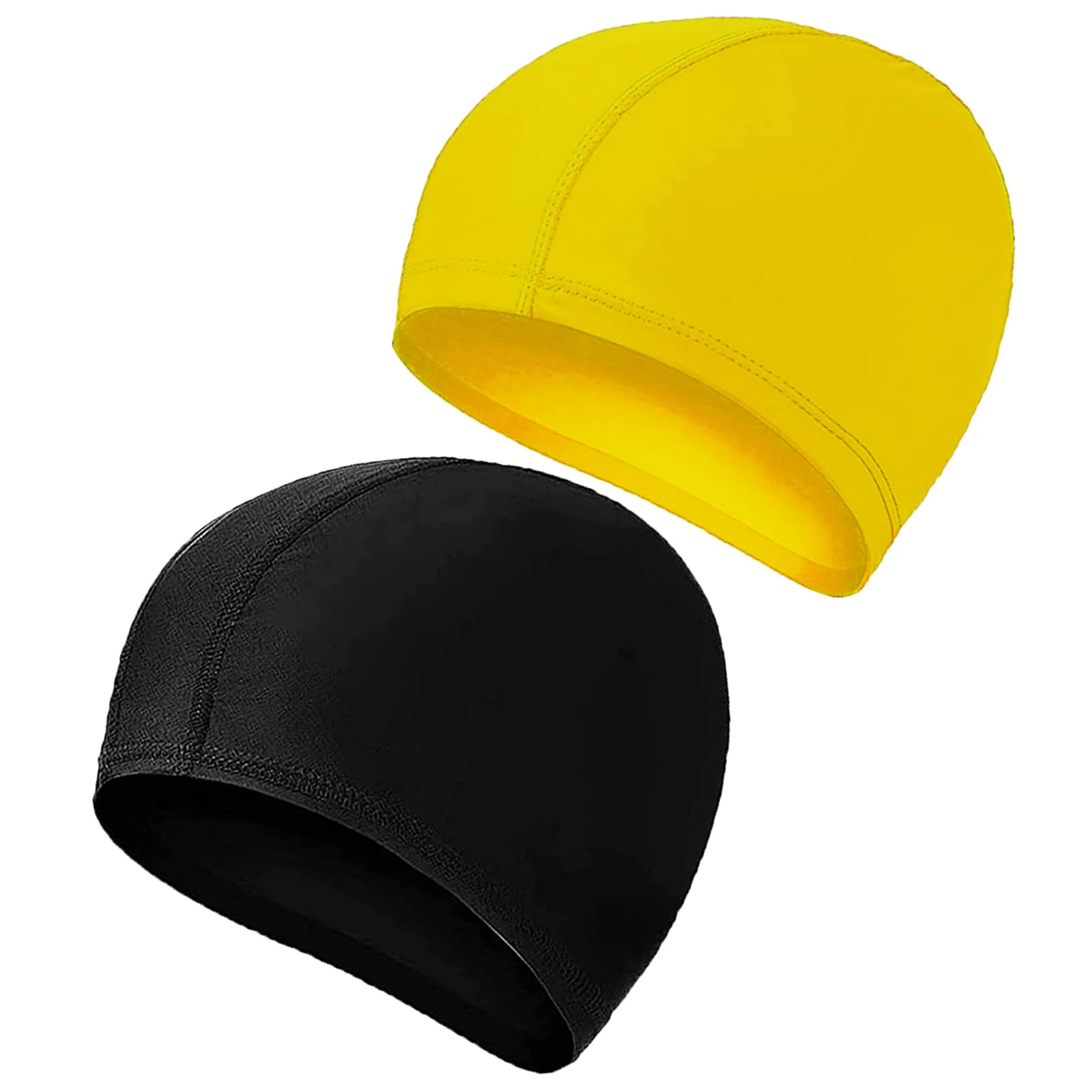 2 Pcs Swimming Caps for Kids Girls Boys and Adult Teenager,Comfortable Light Swimming Caps,Super Stretch No Pull Hair Swim Hats for Long and Short Hair (Yellow/Black)