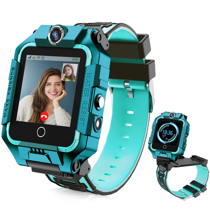 LiveGo 4G Kids Smart Watch with GPS Tracker and Calls, HD Touch Screen, Kids Phone Watch, Combined SMS, Video Calling, SOS, Pedometer, 4G Smartwatch for Kids Boys Girls 6-12 (T10 Cyan)