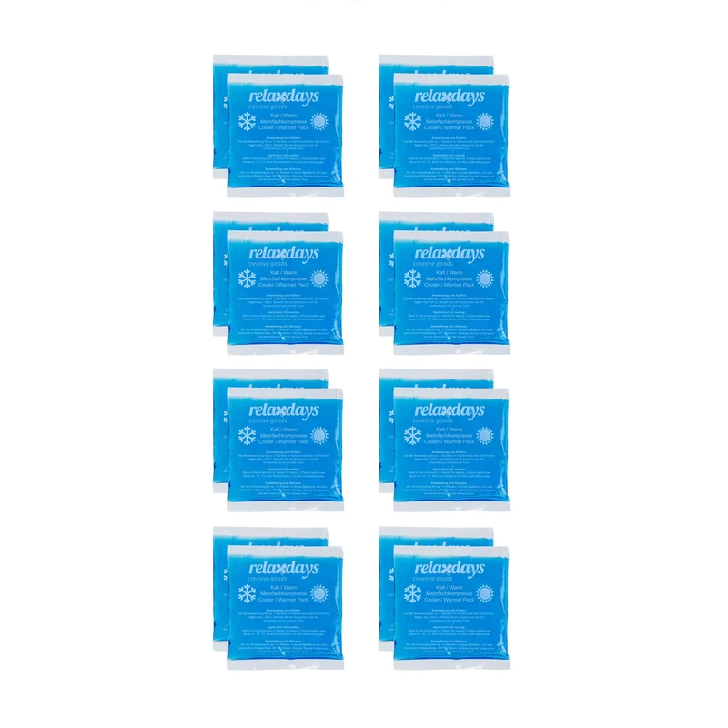 Relaxdays Cooling Pads, Set of 16, Cold-Warm Compresses, 14 x 13 cm, First Aid, Reusable Gel Cooling Compresses, Blue
