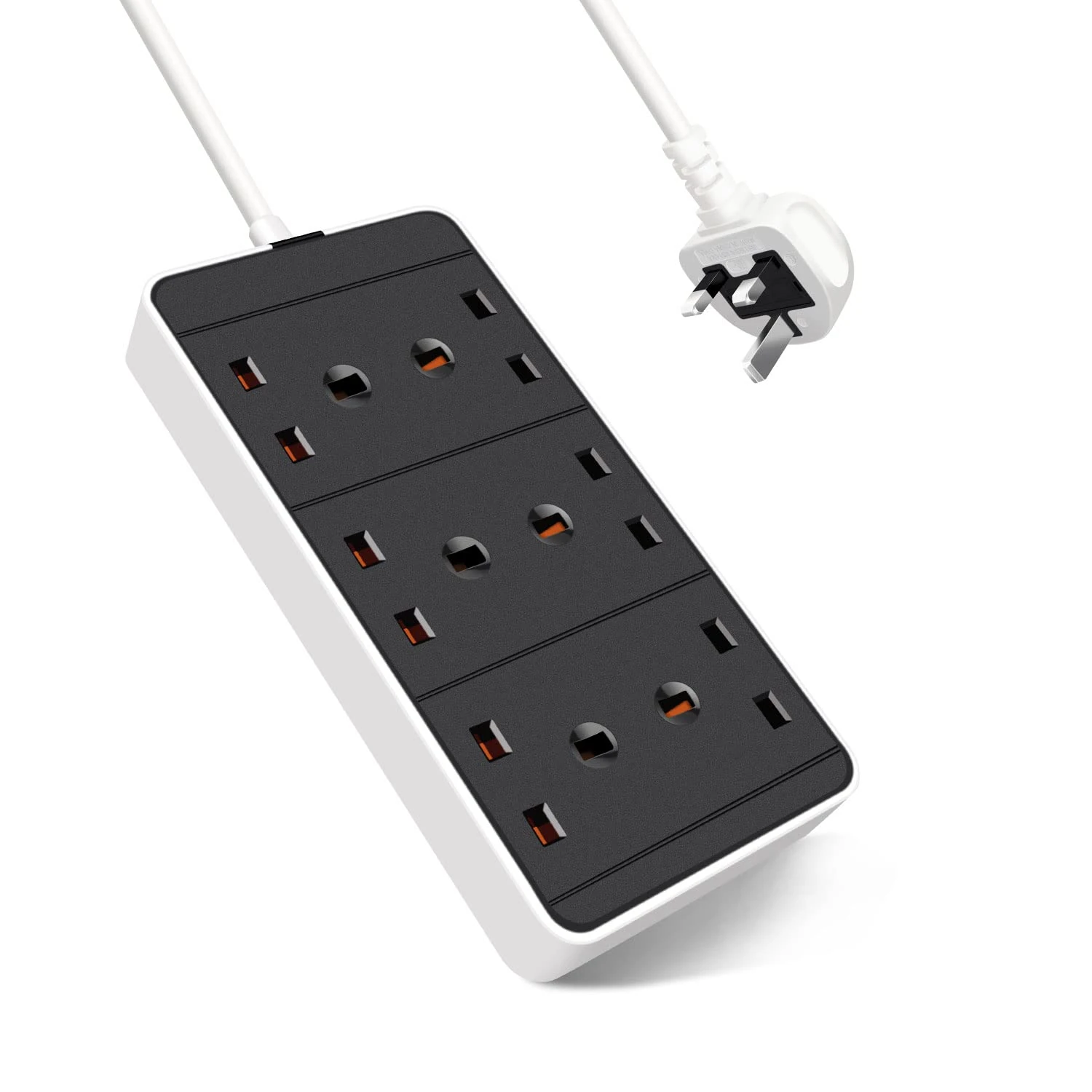 EXTRASTAR 6 Way Extension Lead 2M,13A UK Plug Extension Socket, 6 Gang Power Strip Max 3120W for Home Office School