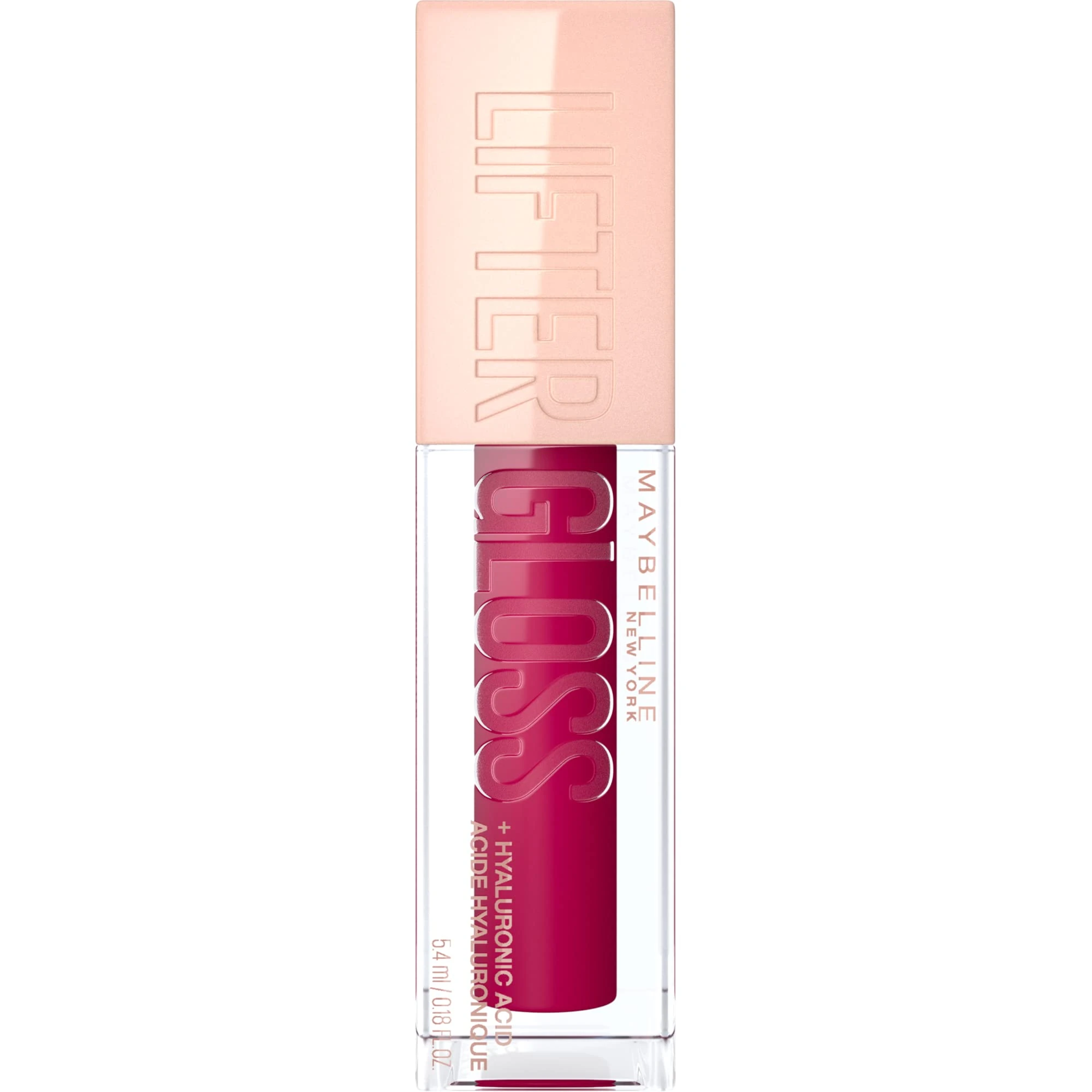 Maybelline New York Lifter Gloss Candy Drop Lip Gloss for Full-Life Lips, Moisturising, Hyaluronic Acid, Colour: No. 025 Taffy (Pink), 1 x 5.4 ml