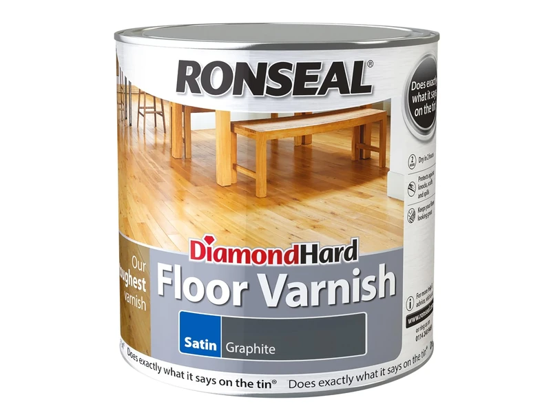 Ronseal Diamond Hard Floor Varnish - Graphite - Satin - 2.5L