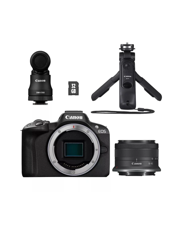 Canon EOS R50 Mirrorless Camera Content Creator Kit - APS-C, 4K Camera, WiFi, Bluetooth, Compact, Vlogging Camera for Beginners and Professionals