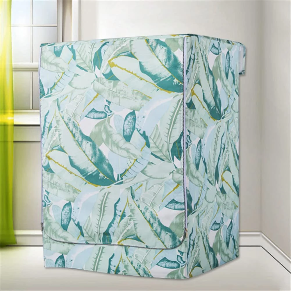 Odot Washer Dustproof Cover Front Load, Washing Machine Dryer Protector Sunscreen Waterproof Tumble Dryer Case Protective Cover for Most Front Loadi (Banana leaf,XL)