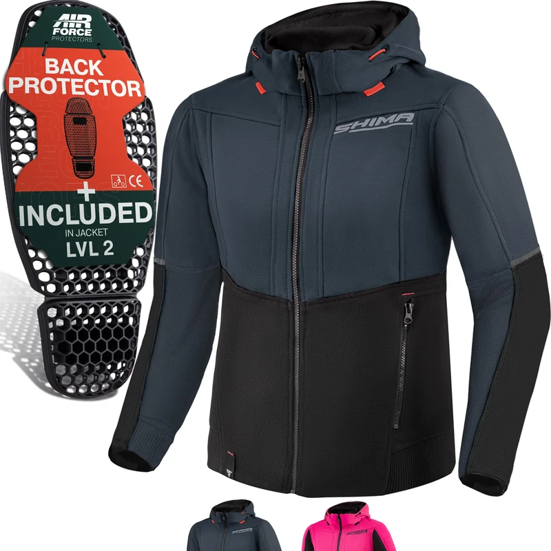 SHIMA DAYBREAKER LADY Motorcycle Hoodie for Women Armored Biker Hoodie Jacket FiberQL Aramid and Cooling layer, CE Back, Shoulder, Elbow Protectors, Zipper and Snap Closure (Grey, XL)