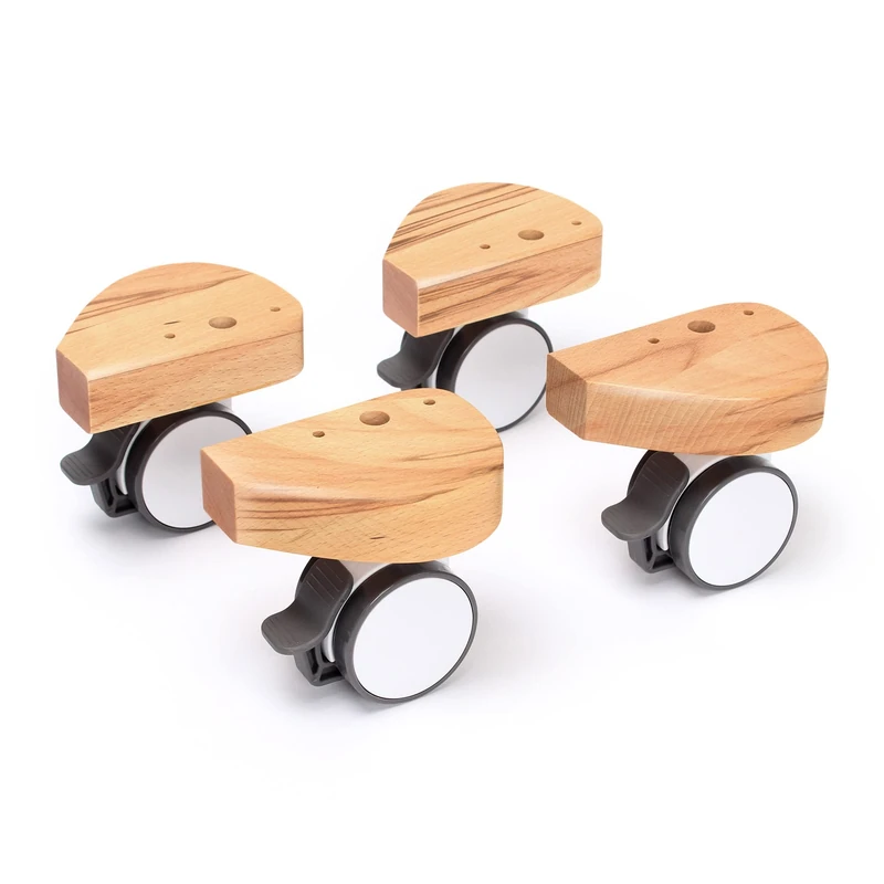 babybay Special Wheel Set with Shock Protection Suitable for All Models, Oiled Heartwood Beech - Image 1