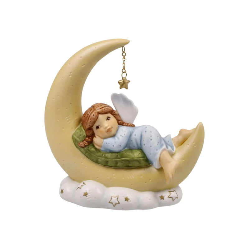 Goebel Nina and Marco Cuddly Moon Night Collectable Figurine Angel with Moon and Star Made of Porcelain, 11-750-99-1