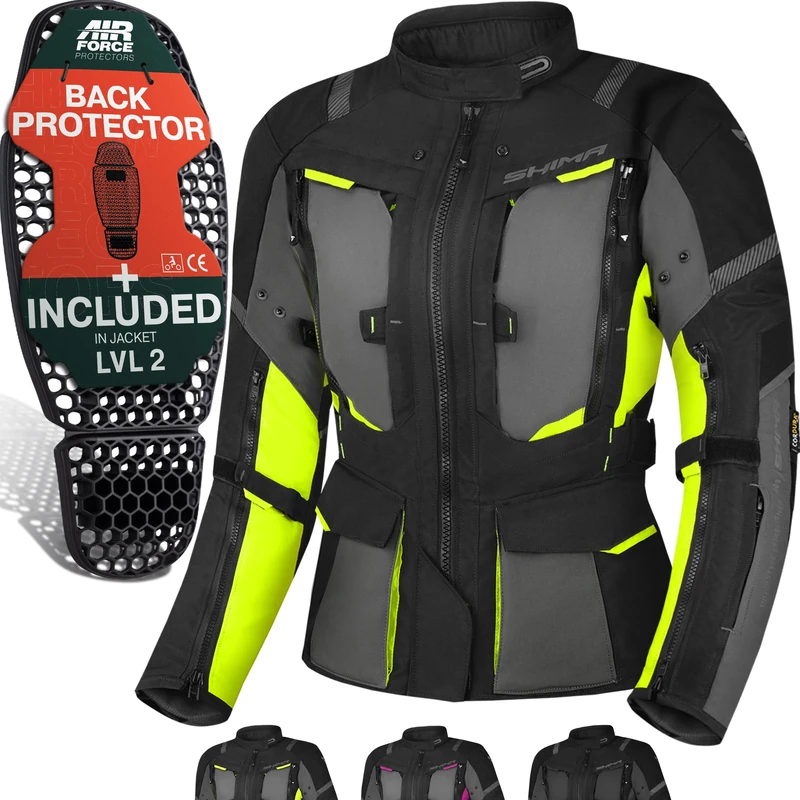 SHIMA HERO 2.0 Motorbike Jacket for Women | All Season Adventure Cordura Mens Touring Jacket with Waterproof Membrane Heating Layer CE Armor Pads Width Adjustment (Fluo, S)